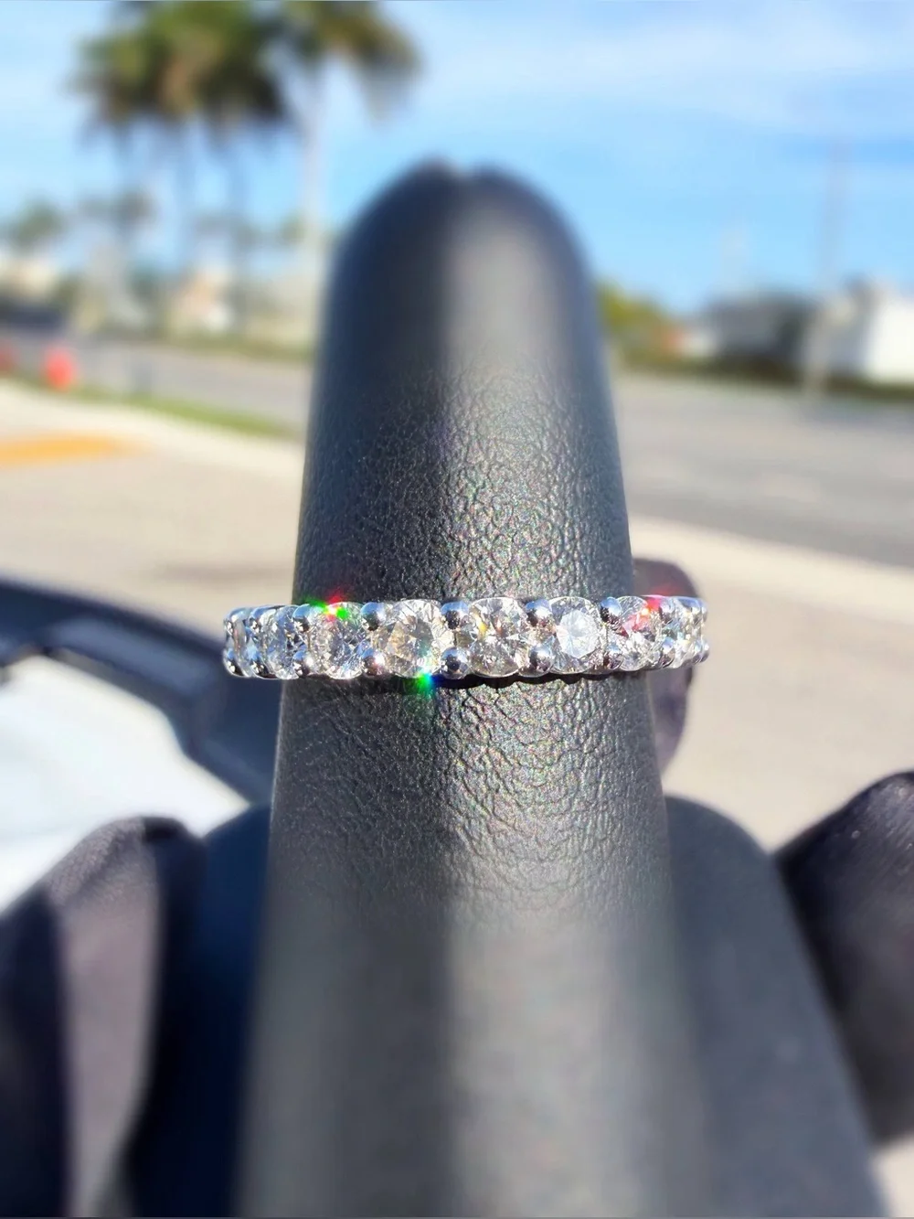 PT950 Platinum 2.5CTW Natural Diamond Classic Eternity band ring sz 6.25
